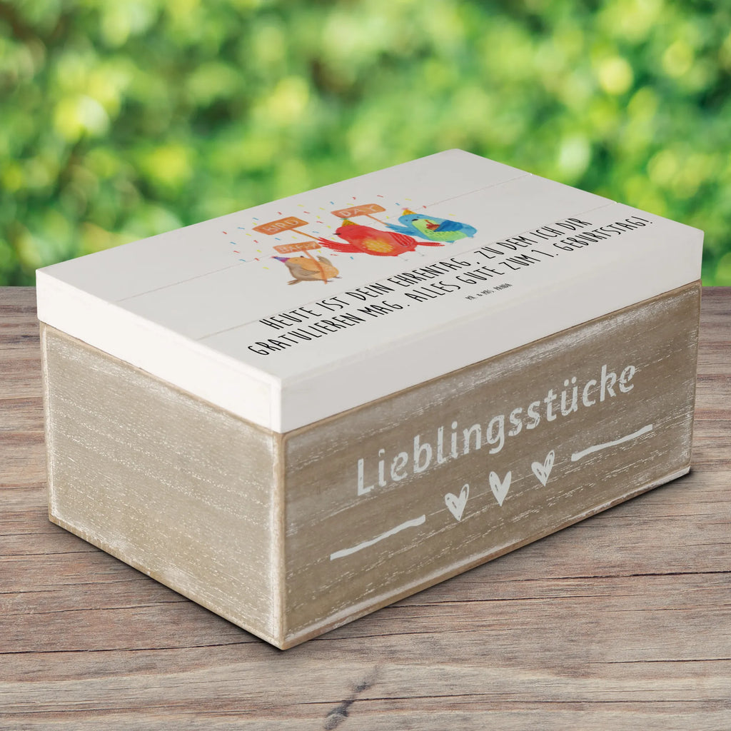 Holzkiste 1. Geburtstag Happy Bird Day Holzkiste, Kiste, Schatzkiste, Truhe, Schatulle, XXL, Erinnerungsbox, Erinnerungskiste, Dekokiste, Aufbewahrungsbox, Geschenkbox, Geschenkdose, Geburtstag, Geburtstagsgeschenk, Geschenk, zum, Party, Feier, schenken, für