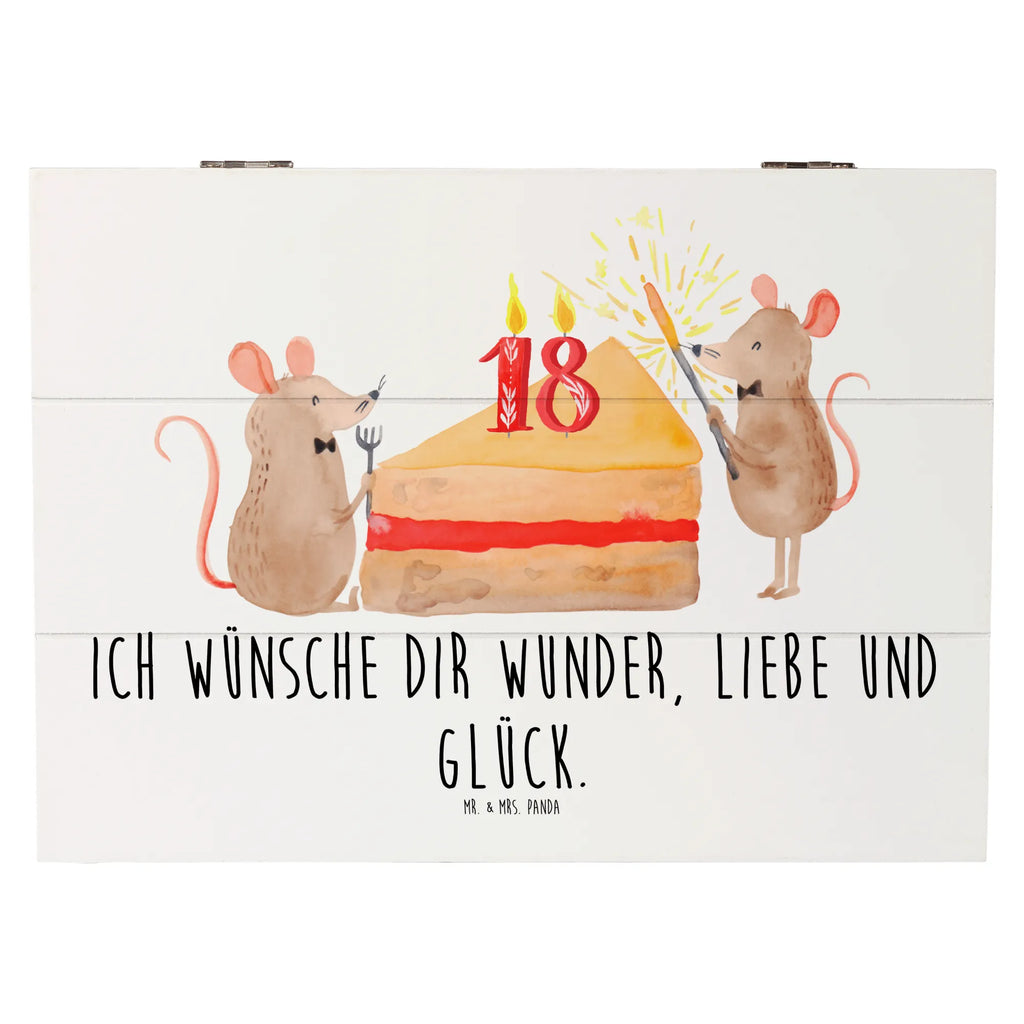 Holzkiste 18. Geburtstag Mäuse Kuchen Holzkiste, Kiste, Schatzkiste, Truhe, Schatulle, XXL, Erinnerungsbox, Erinnerungskiste, Dekokiste, Aufbewahrungsbox, Geschenkbox, Geschenkdose, Geburtstag, Geburtstagsgeschenk, Geschenk, Maus, Geburtstage, Happy Birthday, Geburtstagsfeier