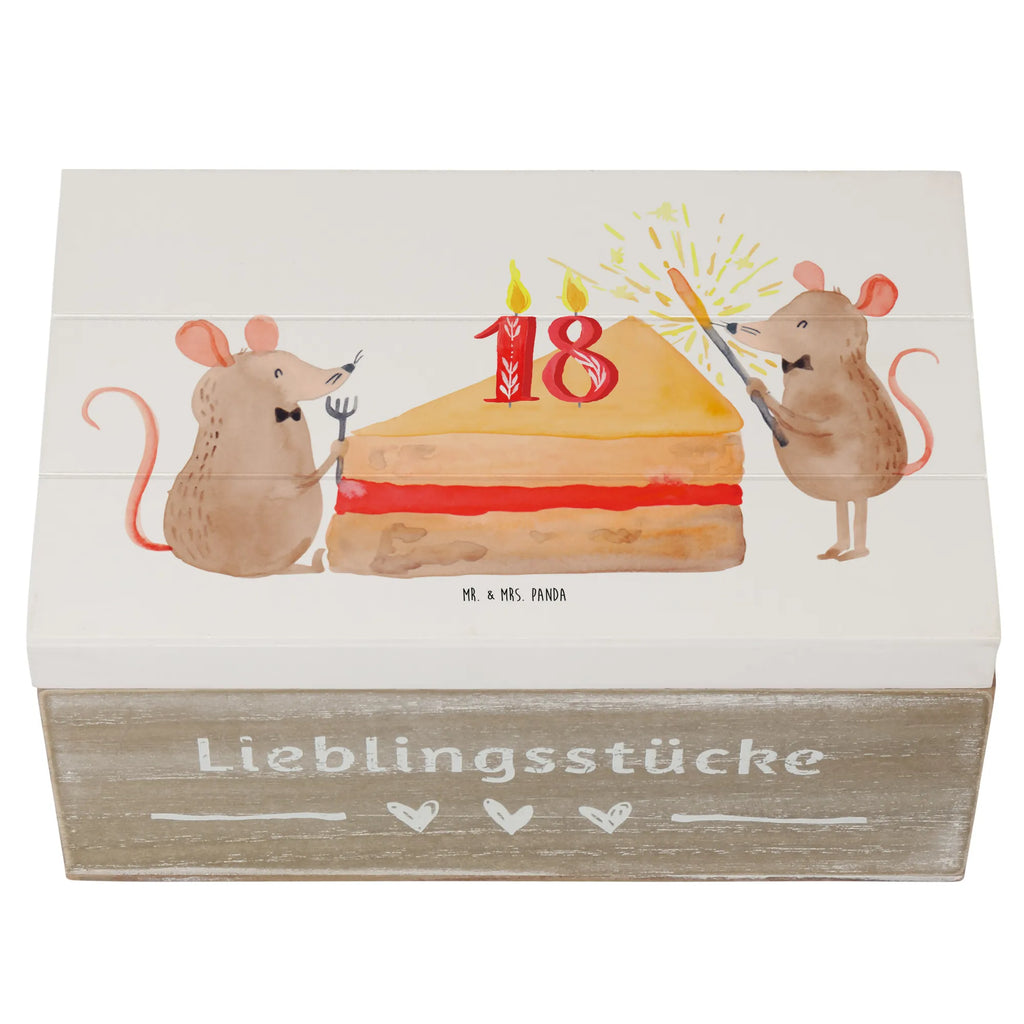 Holzkiste 18. Geburtstag Mäuse Kuchen Holzkiste, Kiste, Schatzkiste, Truhe, Schatulle, XXL, Erinnerungsbox, Erinnerungskiste, Dekokiste, Aufbewahrungsbox, Geschenkbox, Geschenkdose, Geburtstag, Geburtstagsgeschenk, Geschenk, Maus, Geburtstage, Happy Birthday, Geburtstagsfeier