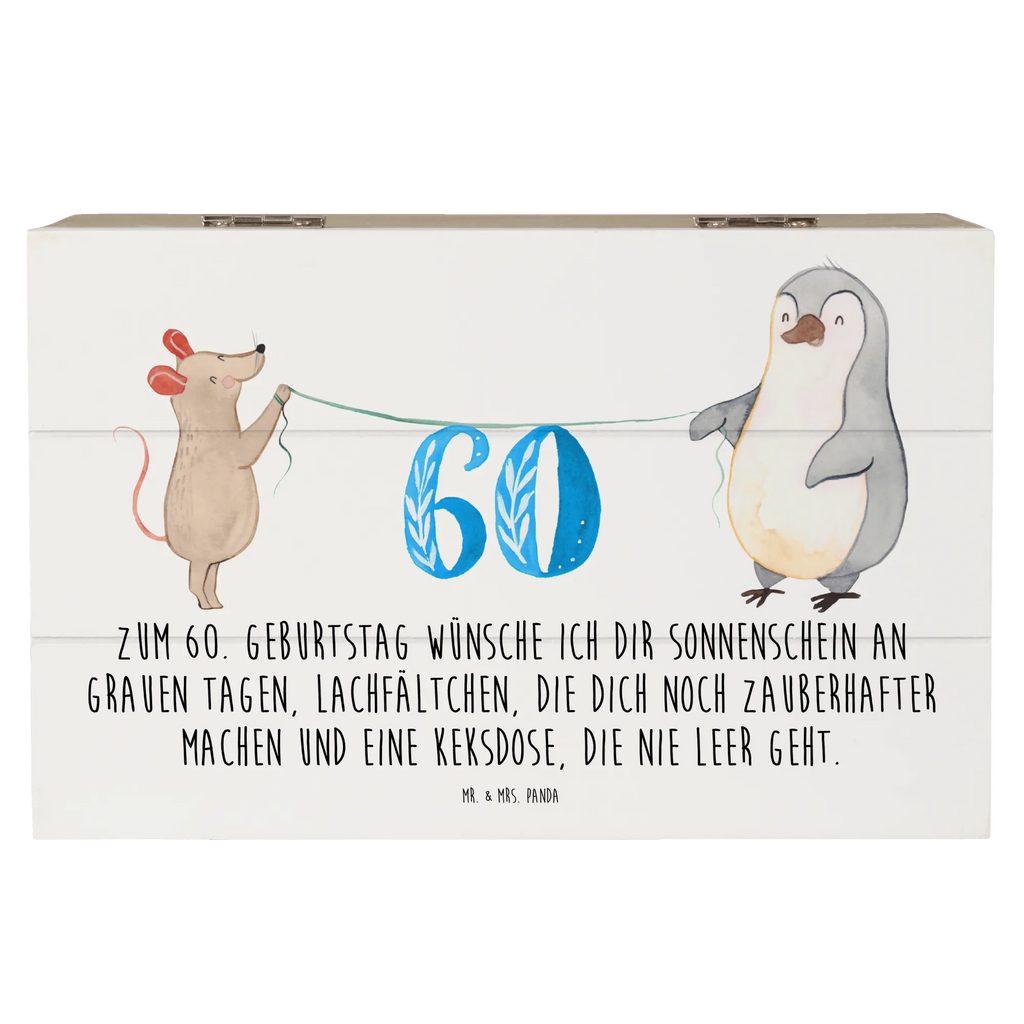 Holzkiste 60. Geburtstag Maus Pinguin Holzkiste, Kiste, Schatzkiste, Truhe, Schatulle, XXL, Erinnerungsbox, Erinnerungskiste, Dekokiste, Aufbewahrungsbox, Geschenkbox, Geschenkdose, Geburtstag, Geburtstagsgeschenk, Geschenk, Party, Feiern, Torte, Kuchen