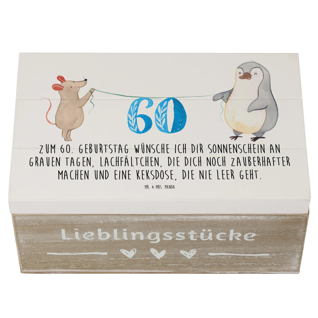 Holzkiste 60. Geburtstag Maus Pinguin Holzkiste, Kiste, Schatzkiste, Truhe, Schatulle, XXL, Erinnerungsbox, Erinnerungskiste, Dekokiste, Aufbewahrungsbox, Geschenkbox, Geschenkdose, Geburtstag, Geburtstagsgeschenk, Geschenk, Party, Feiern, Torte, Kuchen