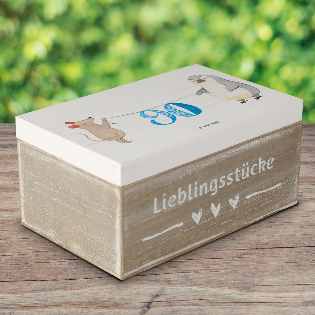 Holzkiste 90. Geburtstag Maus Pinguin Holzkiste, Kiste, Schatzkiste, Truhe, Schatulle, XXL, Erinnerungsbox, Erinnerungskiste, Dekokiste, Aufbewahrungsbox, Geschenkbox, Geschenkdose, Geburtstag, Geburtstagsgeschenk, Geschenk, Party, Feiern, Torte, Kuchen