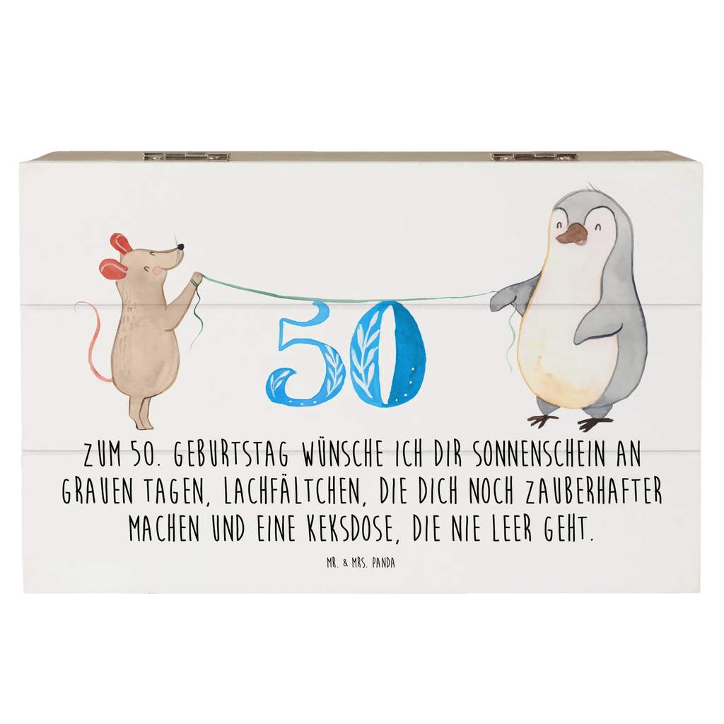 Holzkiste 50. Geburtstag Maus Pinguin Holzkiste, Kiste, Schatzkiste, Truhe, Schatulle, XXL, Erinnerungsbox, Erinnerungskiste, Dekokiste, Aufbewahrungsbox, Geschenkbox, Geschenkdose, Geburtstag, Geburtstagsgeschenk, Geschenk, Party, Feiern, Torte, Kuchen