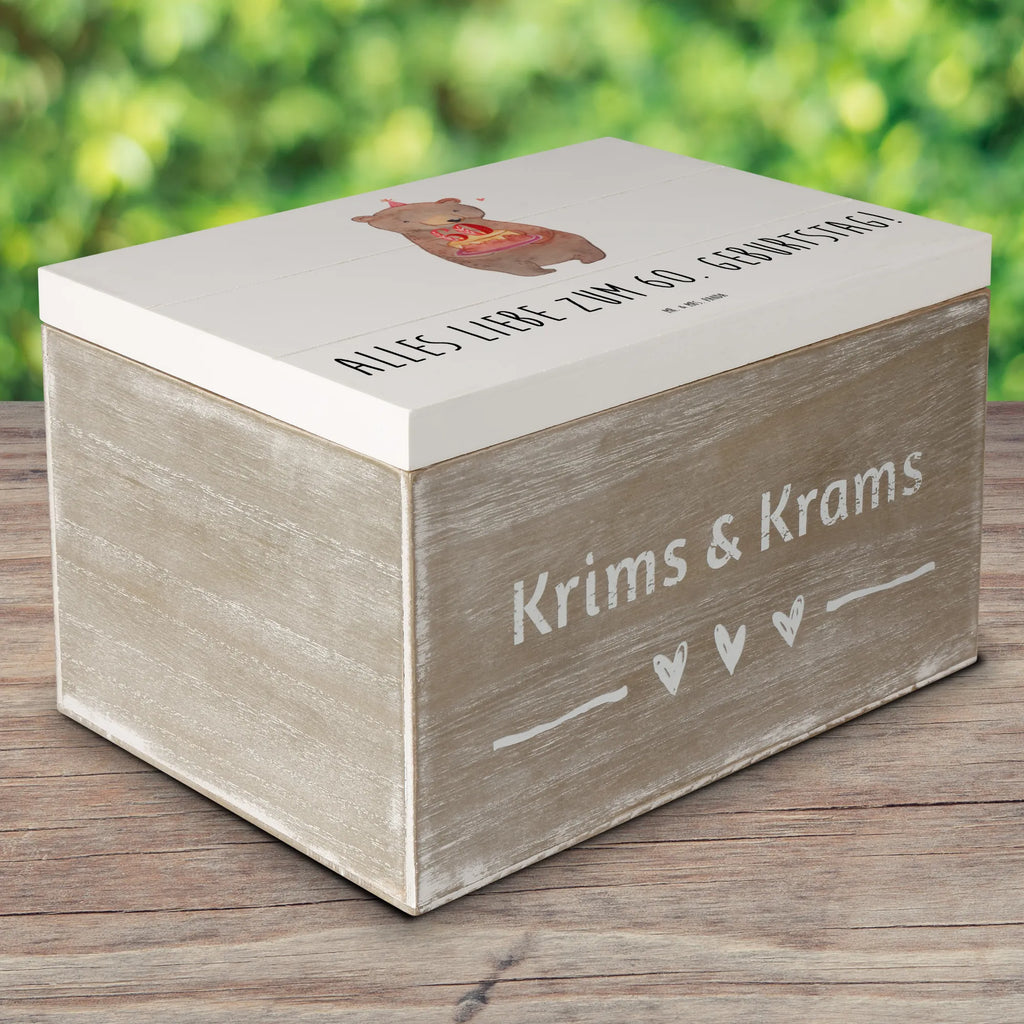 Holzkiste Bär Torte 60. Geburtstag Holzkiste, Kiste, Schatzkiste, Truhe, Schatulle, XXL, Erinnerungsbox, Erinnerungskiste, Dekokiste, Aufbewahrungsbox, Geschenkbox, Geschenkdose, Geburtstag, Geburtstagsgeschenk, Geschenk, Party, Feiern, Torte, Kuchen