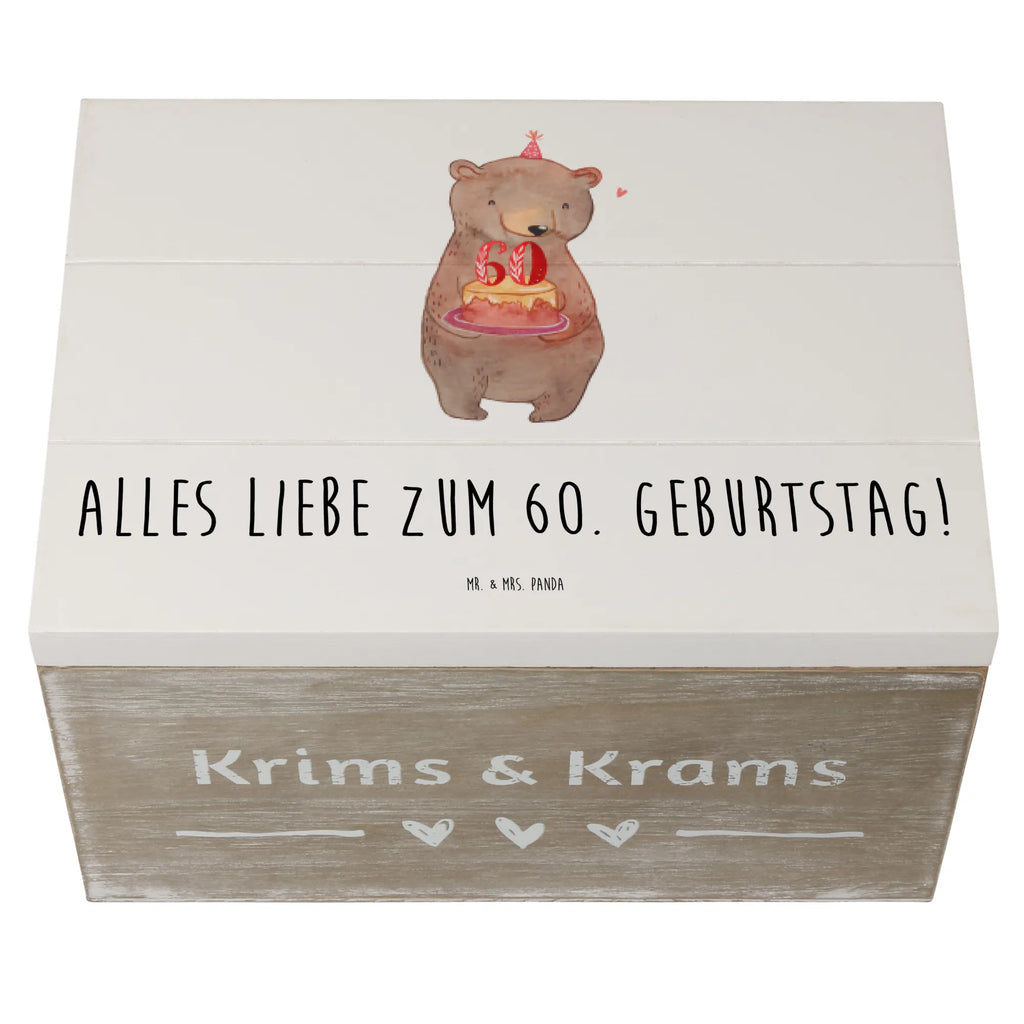 Holzkiste Bär Torte 60. Geburtstag Holzkiste, Kiste, Schatzkiste, Truhe, Schatulle, XXL, Erinnerungsbox, Erinnerungskiste, Dekokiste, Aufbewahrungsbox, Geschenkbox, Geschenkdose, Geburtstag, Geburtstagsgeschenk, Geschenk, Party, Feiern, Torte, Kuchen