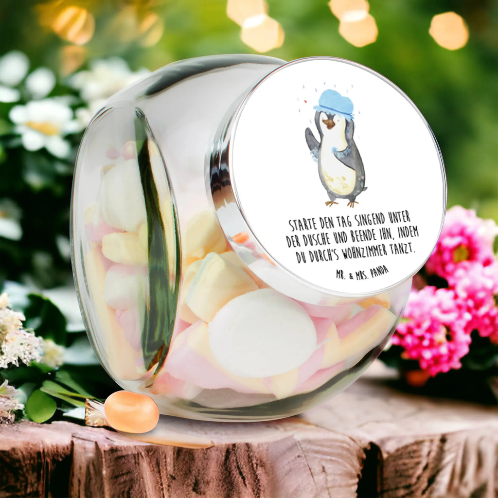 Bonbonglas Pinguin duscht Vorratsdose, Vorratsbehälter, Süßigkeitenglas, Süßigkeitendose, Kaffeedose, Müslidose, Teedose, Keksbehälter, Keksedose, Glasdose, Glasbälter, Vorratsglas, Küchenbehälter, Aufbewahrungsdose, Aufbewahungsglas, Gewürzdose, Küchenorganizer, Snackdose, Pinguin, Pinguine, Dusche, duschen, Lebensmotto, Motivation, Neustart, Neuanfang, glücklich sein