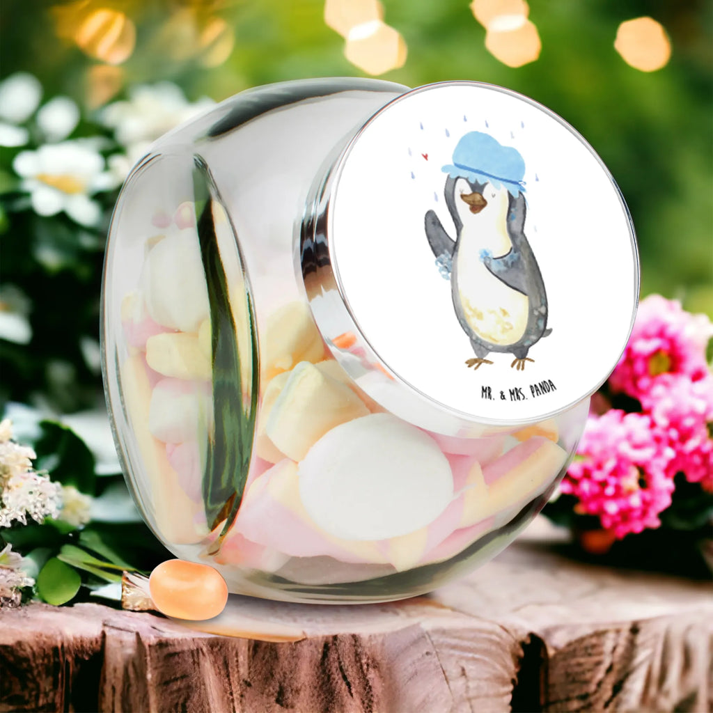 Bonbonglas Pinguin duscht Vorratsdose, Vorratsbehälter, Süßigkeitenglas, Süßigkeitendose, Kaffeedose, Müslidose, Teedose, Keksbehälter, Keksedose, Glasdose, Glasbälter, Vorratsglas, Küchenbehälter, Aufbewahrungsdose, Aufbewahungsglas, Gewürzdose, Küchenorganizer, Snackdose, Pinguin, Pinguine, Dusche, duschen, Lebensmotto, Motivation, Neustart, Neuanfang, glücklich sein