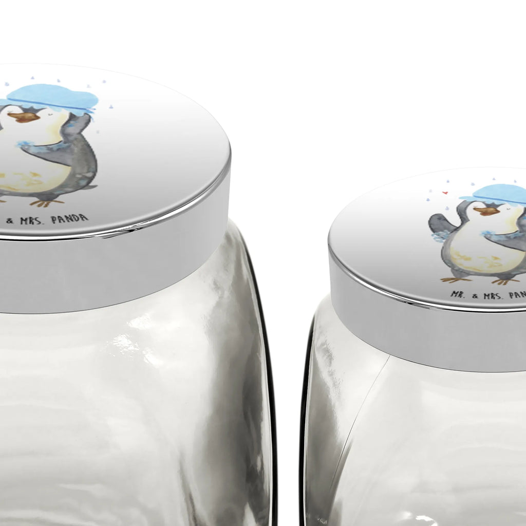 Bonbonglas Pinguin duscht Vorratsdose, Vorratsbehälter, Süßigkeitenglas, Süßigkeitendose, Kaffeedose, Müslidose, Teedose, Keksbehälter, Keksedose, Glasdose, Glasbälter, Vorratsglas, Küchenbehälter, Aufbewahrungsdose, Aufbewahungsglas, Gewürzdose, Küchenorganizer, Snackdose, Pinguin, Pinguine, Dusche, duschen, Lebensmotto, Motivation, Neustart, Neuanfang, glücklich sein