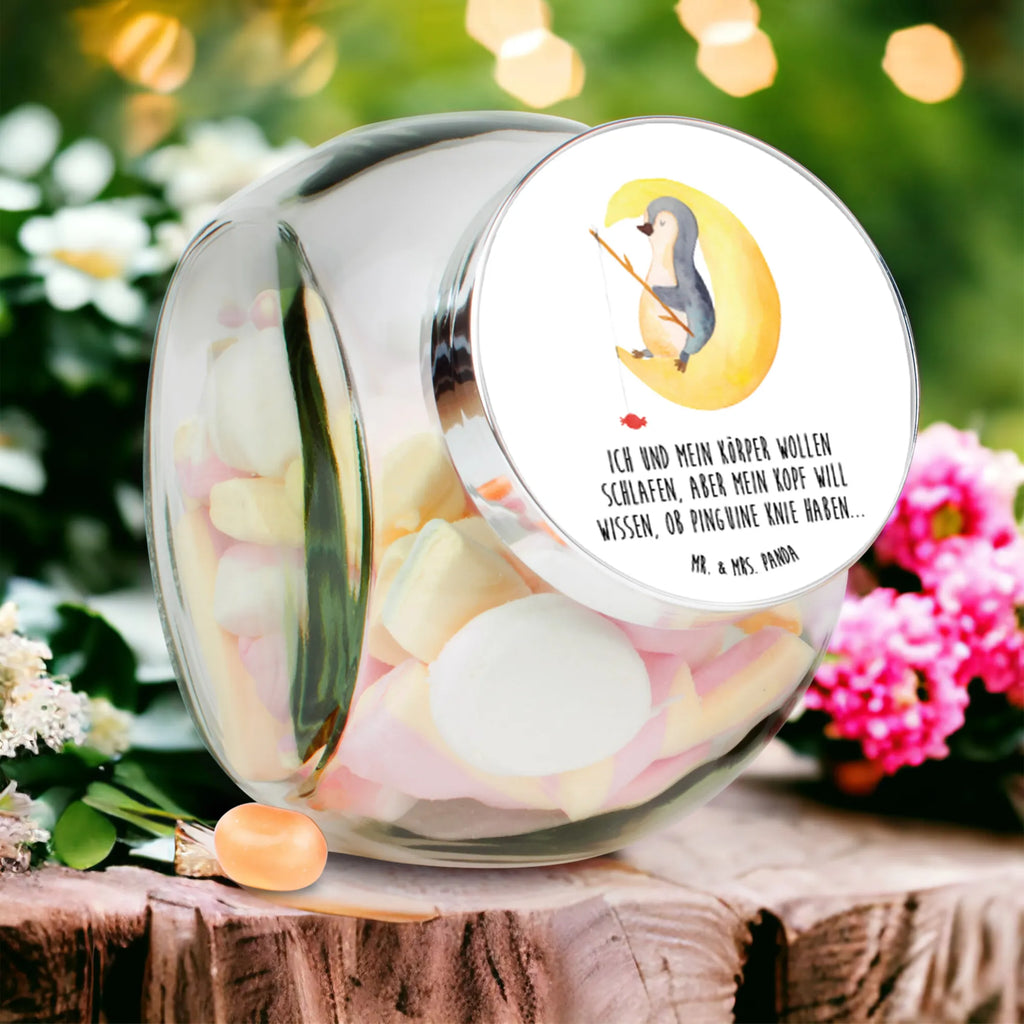 Bonbonglas Pinguin Mond Vorratsdose, Vorratsbehälter, Süßigkeitenglas, Süßigkeitendose, Kaffeedose, Müslidose, Teedose, Keksbehälter, Keksedose, Glasdose, Glasbälter, Vorratsglas, Küchenbehälter, Aufbewahrungsdose, Aufbewahungsglas, Gewürzdose, Küchenorganizer, Snackdose, Pinguin, Pinguine, Spruch, schlafen, Nachtruhe, Einschlafen, Schlafzimmer, Schlafstörungen, Gästezimmer