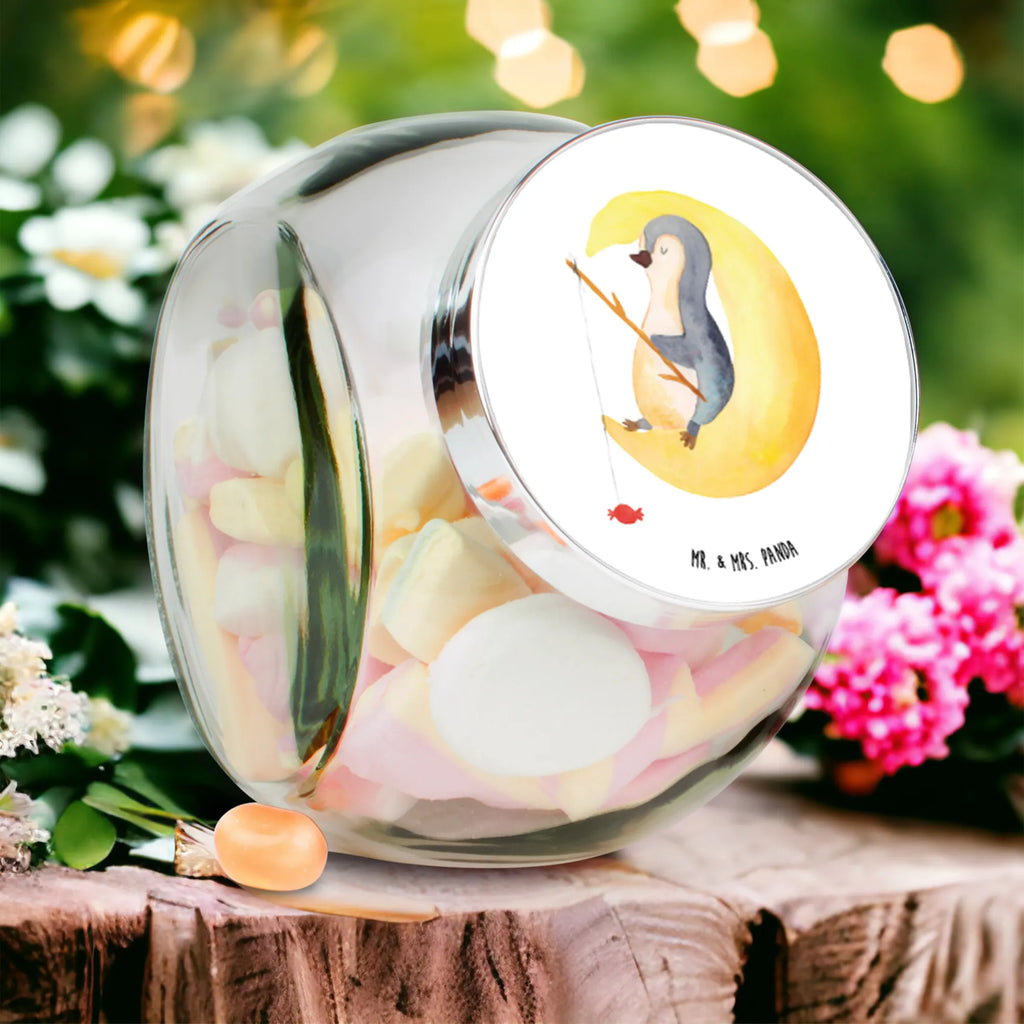 Bonbonglas Pinguin Mond Vorratsdose, Vorratsbehälter, Süßigkeitenglas, Süßigkeitendose, Kaffeedose, Müslidose, Teedose, Keksbehälter, Keksedose, Glasdose, Glasbälter, Vorratsglas, Küchenbehälter, Aufbewahrungsdose, Aufbewahungsglas, Gewürzdose, Küchenorganizer, Snackdose, Pinguin, Pinguine, Spruch, schlafen, Nachtruhe, Einschlafen, Schlafzimmer, Schlafstörungen, Gästezimmer