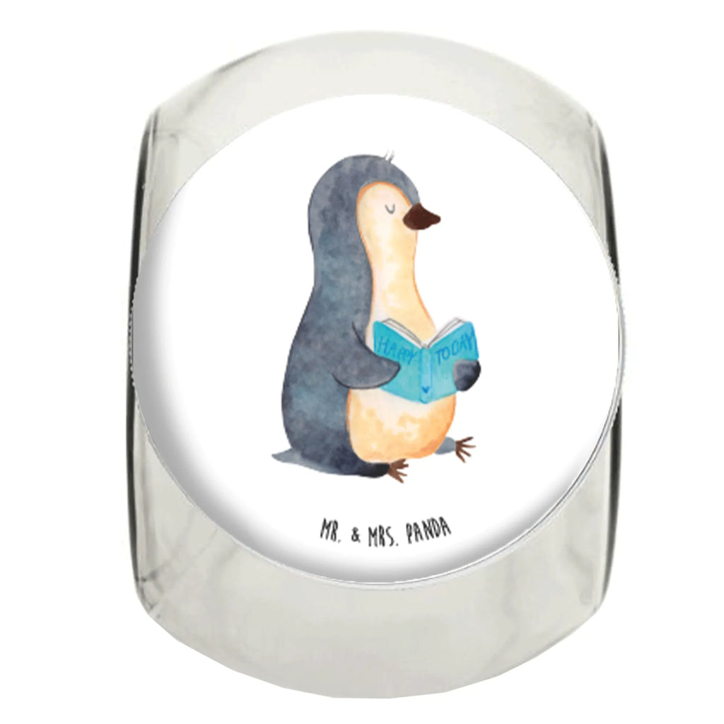 Bonbonglas Pinguin Buch Vorratsdose, Vorratsbehälter, Süßigkeitenglas, Süßigkeitendose, Kaffeedose, Müslidose, Teedose, Keksbehälter, Keksedose, Glasdose, Glasbälter, Vorratsglas, Küchenbehälter, Aufbewahrungsdose, Aufbewahungsglas, Gewürzdose, Küchenorganizer, Snackdose, Pinguin, Pinguine, Buch, Lesen, Bücherwurm, Nichtstun, Faulenzen, Ferien, Urlaub, Freizeit