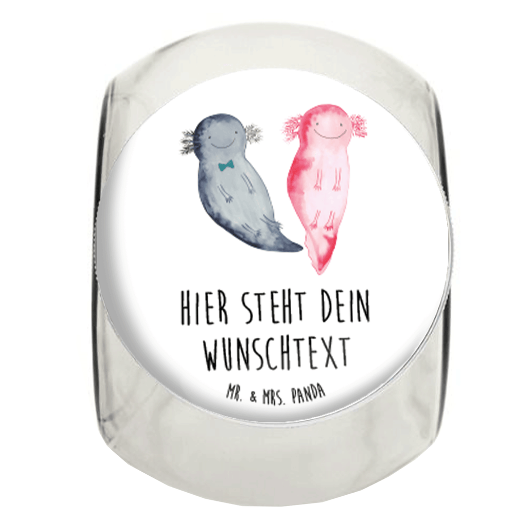 Personalisiertes Bonbonglas Axolotl Axel+Lotte Vorratsdose, Vorratsbehälter, Süßigkeitenglas, Süßigkeitendose, Kaffeedose, Müslidose, Teedose, Keksbehälter, Keksedose, Glasdose, Glasbälter, Vorratsglas, Küchenbehälter, Aufbewahrungsdose, Aufbewahungsglas, Gewürzdose, Küchenorganizer, Snackdose, Axolotl, Molch, Axolot, Schwanzlurch, Lurch, Lurche, Liebe, große Liebe, Liebesbeweis, Freund, Verlobter, Ehemann, Jahrestag, Valentinstag