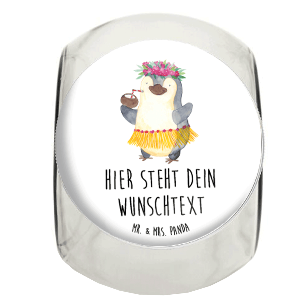 Personalisiertes Bonbonglas Pinguin Kokosnuss Vorratsdose, Vorratsbehälter, Süßigkeitenglas, Süßigkeitendose, Kaffeedose, Müslidose, Teedose, Keksbehälter, Keksedose, Glasdose, Glasbälter, Vorratsglas, Küchenbehälter, Aufbewahrungsdose, Aufbewahungsglas, Gewürzdose, Küchenorganizer, Snackdose, Pinguin, Aloha, Hawaii, Urlaub, Kokosnuss, Pinguine