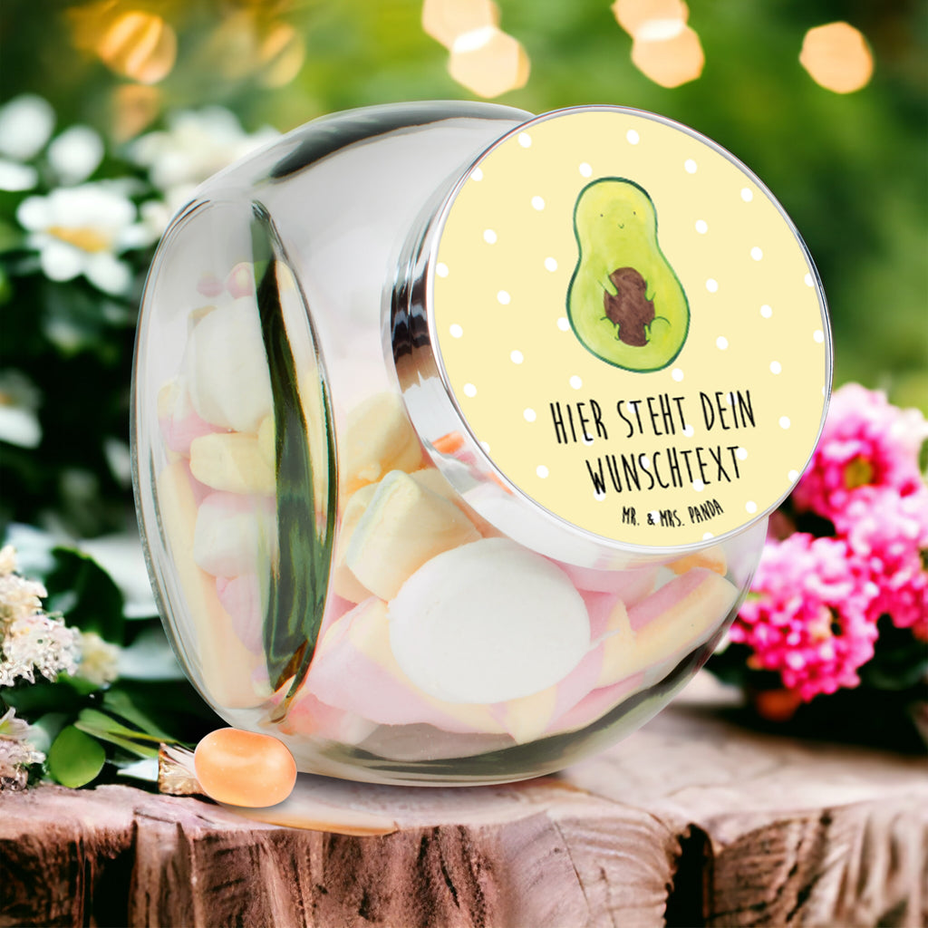 Personalisiertes Bonbonglas Avocado mit Kern Vorratsdose, Vorratsbehälter, Süßigkeitenglas, Süßigkeitendose, Kaffeedose, Müslidose, Teedose, Keksbehälter, Keksedose, Glasdose, Glasbälter, Vorratsglas, Küchenbehälter, Aufbewahrungsdose, Aufbewahungsglas, Gewürzdose, Küchenorganizer, Snackdose, Avocado, Veggie, Vegan, Gesund, Avokado, Avocadokern, Kern, Pflanze, Spruch Leben