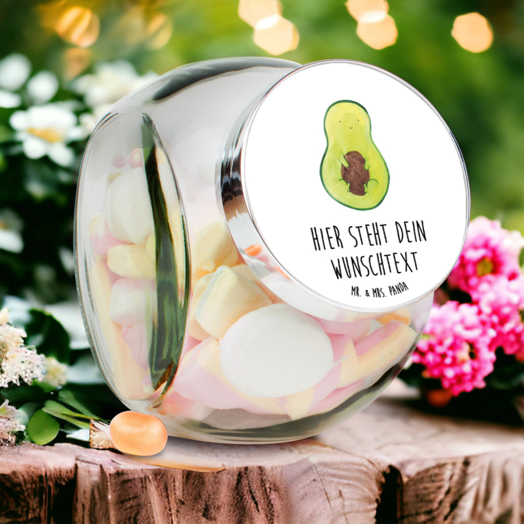 Personalisiertes Bonbonglas Avocado mit Kern Vorratsdose, Vorratsbehälter, Süßigkeitenglas, Süßigkeitendose, Kaffeedose, Müslidose, Teedose, Keksbehälter, Keksedose, Glasdose, Glasbälter, Vorratsglas, Küchenbehälter, Aufbewahrungsdose, Aufbewahungsglas, Gewürzdose, Küchenorganizer, Snackdose, Avocado, Veggie, Vegan, Gesund, Avokado, Avocadokern, Kern, Pflanze, Spruch Leben