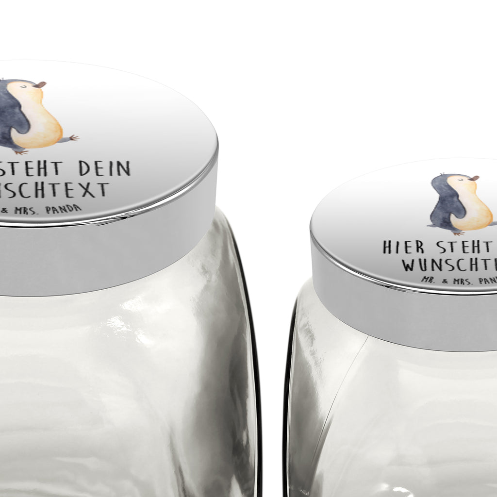 Personalisiertes Bonbonglas Pinguin marschierend Vorratsdose, Vorratsbehälter, Süßigkeitenglas, Süßigkeitendose, Kaffeedose, Müslidose, Teedose, Keksbehälter, Keksedose, Glasdose, Glasbälter, Vorratsglas, Küchenbehälter, Aufbewahrungsdose, Aufbewahungsglas, Gewürzdose, Küchenorganizer, Snackdose, Pinguin, Pinguine, Frühaufsteher, Langschläfer, Bruder, Schwester, Familie