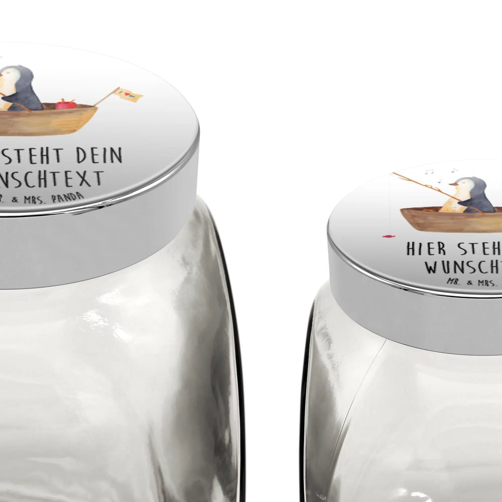 Personalisiertes Bonbonglas Pinguin Angelboot Vorratsdose, Vorratsbehälter, Süßigkeitenglas, Süßigkeitendose, Kaffeedose, Müslidose, Teedose, Keksbehälter, Keksedose, Glasdose, Glasbälter, Vorratsglas, Küchenbehälter, Aufbewahrungsdose, Aufbewahungsglas, Gewürzdose, Küchenorganizer, Snackdose, Pinguin, Pinguine, Angeln, Boot, Angelboot, Lebenslust, Leben, genießen, Motivation, Neustart, Neuanfang, Trennung, Scheidung, Geschenkidee Liebeskummer