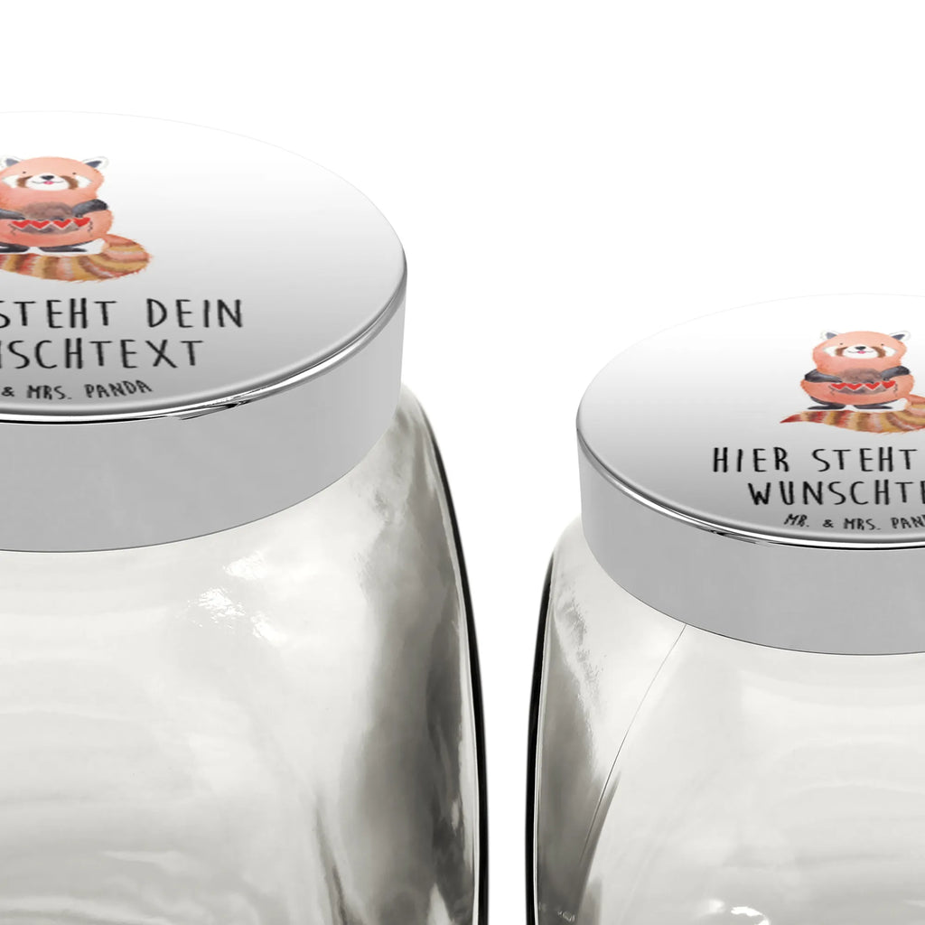 Personalisiertes Bonbonglas Roter Panda Vorratsdose, Vorratsbehälter, Süßigkeitenglas, Süßigkeitendose, Kaffeedose, Müslidose, Teedose, Keksbehälter, Keksedose, Glasdose, Glasbälter, Vorratsglas, Küchenbehälter, Aufbewahrungsdose, Aufbewahungsglas, Gewürzdose, Küchenorganizer, Snackdose, Tiermotive, Gute Laune, lustige Sprüche, Tiere, Panda, Liebe, Rot, Herz, Liebling, Lieblingsmensch