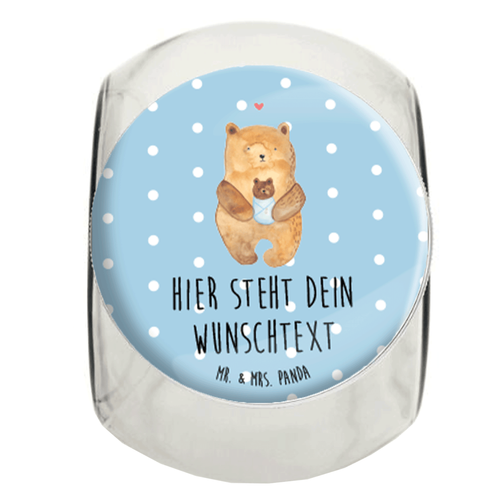 Personalisiertes Bonbonglas Bär mit Baby Vorratsdose, Vorratsbehälter, Süßigkeitenglas, Süßigkeitendose, Kaffeedose, Müslidose, Teedose, Keksbehälter, Keksedose, Glasdose, Glasbälter, Vorratsglas, Küchenbehälter, Aufbewahrungsdose, Aufbewahungsglas, Gewürzdose, Küchenorganizer, Snackdose, Bär, Teddy, Teddybär, Eltern, Mutter, Baby, Taufe, Geburt, Nichte, Neffe, Enkel, Enkelin, Täufling, Geburtstag, Glückwunsch