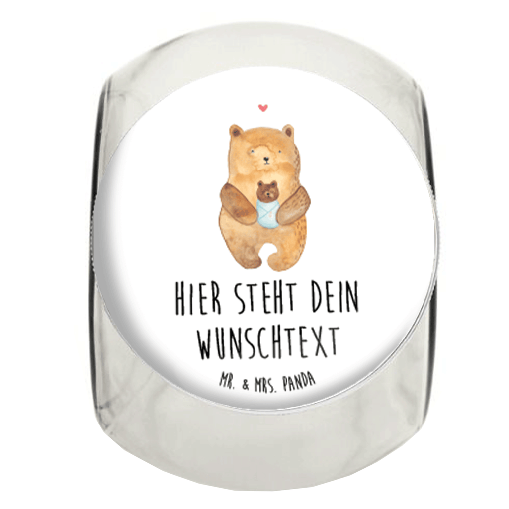 Personalisiertes Bonbonglas Bär mit Baby Vorratsdose, Vorratsbehälter, Süßigkeitenglas, Süßigkeitendose, Kaffeedose, Müslidose, Teedose, Keksbehälter, Keksedose, Glasdose, Glasbälter, Vorratsglas, Küchenbehälter, Aufbewahrungsdose, Aufbewahungsglas, Gewürzdose, Küchenorganizer, Snackdose, Bär, Teddy, Teddybär, Eltern, Mutter, Baby, Taufe, Geburt, Nichte, Neffe, Enkel, Enkelin, Täufling, Geburtstag, Glückwunsch