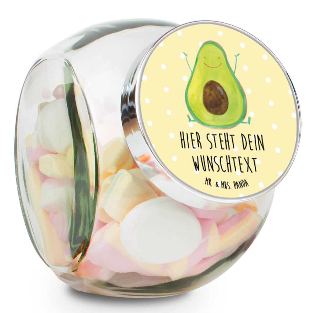 Personalisiertes Bonbonglas Avocado Happy Vorratsdose, Vorratsbehälter, Süßigkeitenglas, Süßigkeitendose, Kaffeedose, Müslidose, Teedose, Keksbehälter, Keksedose, Glasdose, Glasbälter, Vorratsglas, Küchenbehälter, Aufbewahrungsdose, Aufbewahungsglas, Gewürzdose, Küchenorganizer, Snackdose, Avocado, Veggie, Vegan, Gesund, Chaos