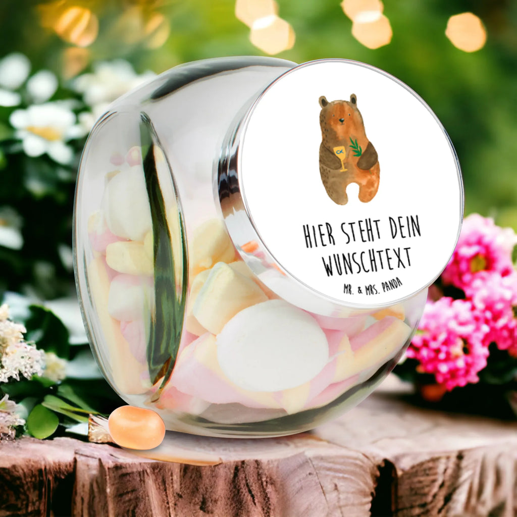 Personalisiertes Bonbonglas Konfirmation-Bär Vorratsdose, Vorratsbehälter, Süßigkeitenglas, Süßigkeitendose, Kaffeedose, Müslidose, Teedose, Keksbehälter, Keksedose, Glasdose, Glasbälter, Vorratsglas, Küchenbehälter, Aufbewahrungsdose, Aufbewahungsglas, Gewürzdose, Küchenorganizer, Snackdose, Bär, Teddy, Teddybär, Konfirmation, Kirche, evangelisch, Gottesdienst