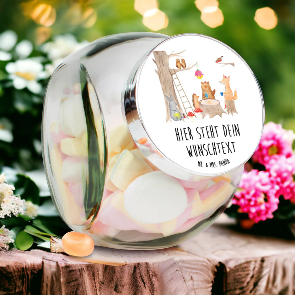 Personalisiertes Bonbonglas Waldtiere Picknick Vorratsdose, Vorratsbehälter, Süßigkeitenglas, Süßigkeitendose, Kaffeedose, Müslidose, Teedose, Keksbehälter, Keksedose, Glasdose, Glasbälter, Vorratsglas, Küchenbehälter, Aufbewahrungsdose, Aufbewahungsglas, Gewürzdose, Küchenorganizer, Snackdose, Tiermotive, Gute Laune, lustige Sprüche, Tiere, Waldtiere, Picknick, Wald, Fuchs, Hase, Igel, Maus, Eichhörnchen