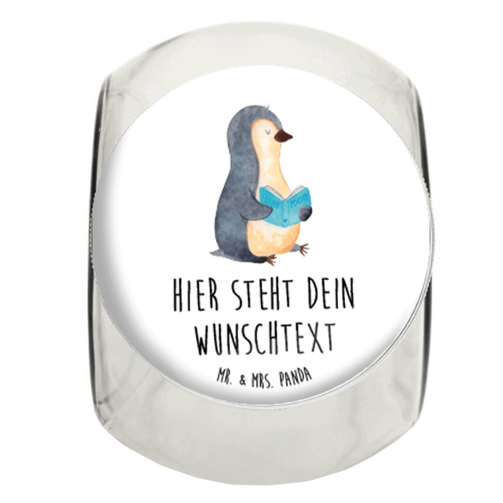 Personalisiertes Bonbonglas Pinguin Buch Vorratsdose, Vorratsbehälter, Süßigkeitenglas, Süßigkeitendose, Kaffeedose, Müslidose, Teedose, Keksbehälter, Keksedose, Glasdose, Glasbälter, Vorratsglas, Küchenbehälter, Aufbewahrungsdose, Aufbewahungsglas, Gewürzdose, Küchenorganizer, Snackdose, Pinguin, Pinguine, Buch, Lesen, Bücherwurm, Nichtstun, Faulenzen, Ferien, Urlaub, Freizeit