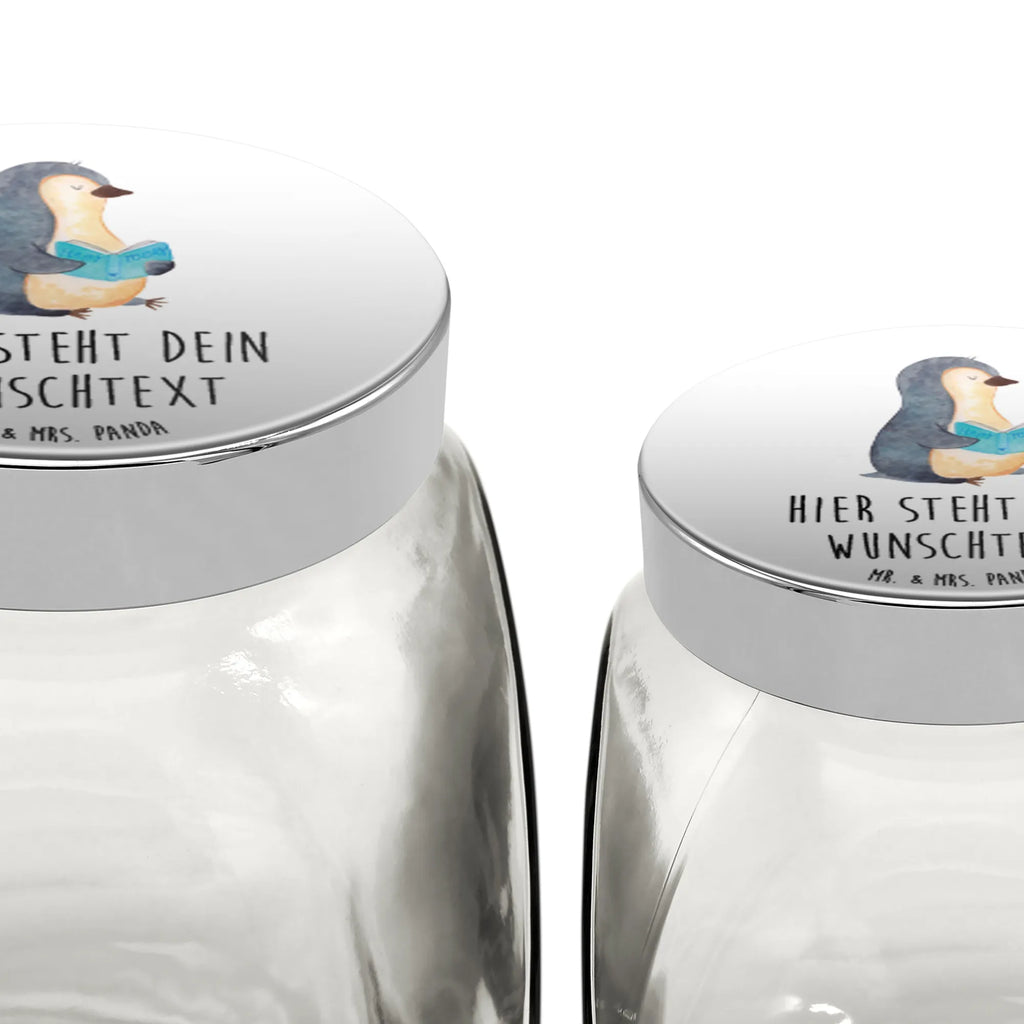 Personalisiertes Bonbonglas Pinguin Buch Vorratsdose, Vorratsbehälter, Süßigkeitenglas, Süßigkeitendose, Kaffeedose, Müslidose, Teedose, Keksbehälter, Keksedose, Glasdose, Glasbälter, Vorratsglas, Küchenbehälter, Aufbewahrungsdose, Aufbewahungsglas, Gewürzdose, Küchenorganizer, Snackdose, Pinguin, Pinguine, Buch, Lesen, Bücherwurm, Nichtstun, Faulenzen, Ferien, Urlaub, Freizeit