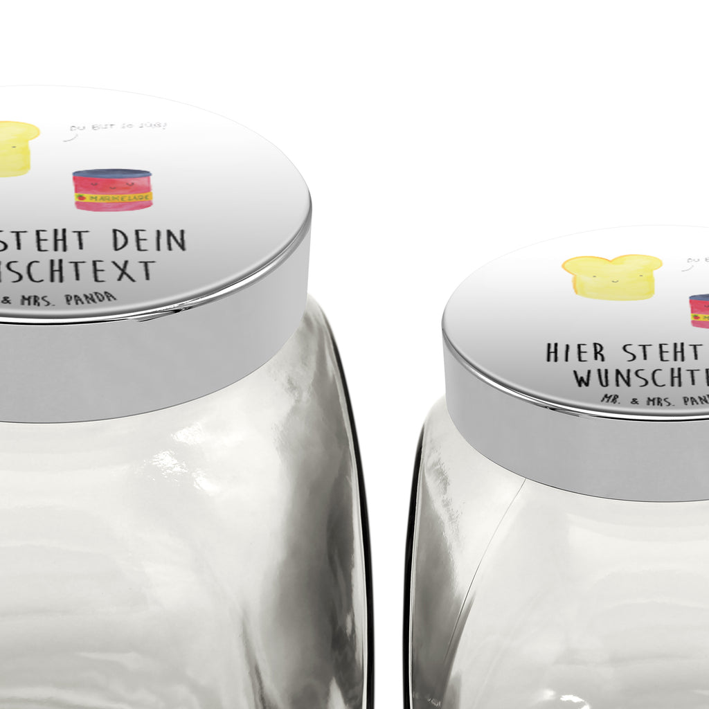 Personalisiertes Bonbonglas Toast & Marmelade Vorratsdose, Vorratsbehälter, Süßigkeitenglas, Süßigkeitendose, Kaffeedose, Müslidose, Teedose, Keksbehälter, Keksedose, Glasdose, Glasbälter, Vorratsglas, Küchenbehälter, Aufbewahrungsdose, Aufbewahungsglas, Gewürzdose, Küchenorganizer, Snackdose, Tiermotive, Gute Laune, lustige Sprüche, Tiere, Toast, Marmelade, Dreamteam, süße Postkarte, süß, Küche Deko, Küche Spruch, Frühstück Einladung, Brot, Toastbrot