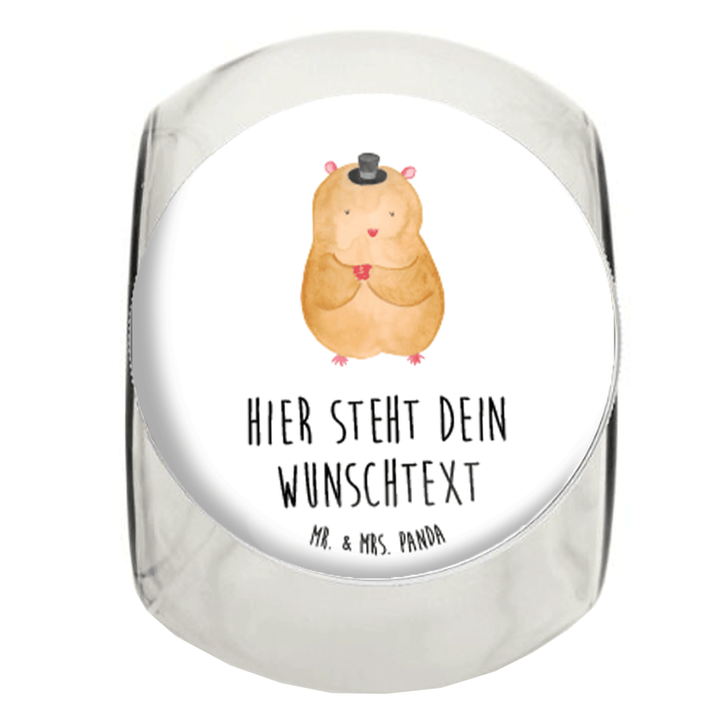 Personalisiertes Bonbonglas Hamster mit Hut Vorratsdose, Vorratsbehälter, Süßigkeitenglas, Süßigkeitendose, Kaffeedose, Müslidose, Teedose, Keksbehälter, Keksedose, Glasdose, Glasbälter, Vorratsglas, Küchenbehälter, Aufbewahrungsdose, Aufbewahungsglas, Gewürzdose, Küchenorganizer, Snackdose, Tiermotive, Gute Laune, lustige Sprüche, Tiere, Hamster, Hut, Magier, Zylinder, Zwerghamster, Zauberer