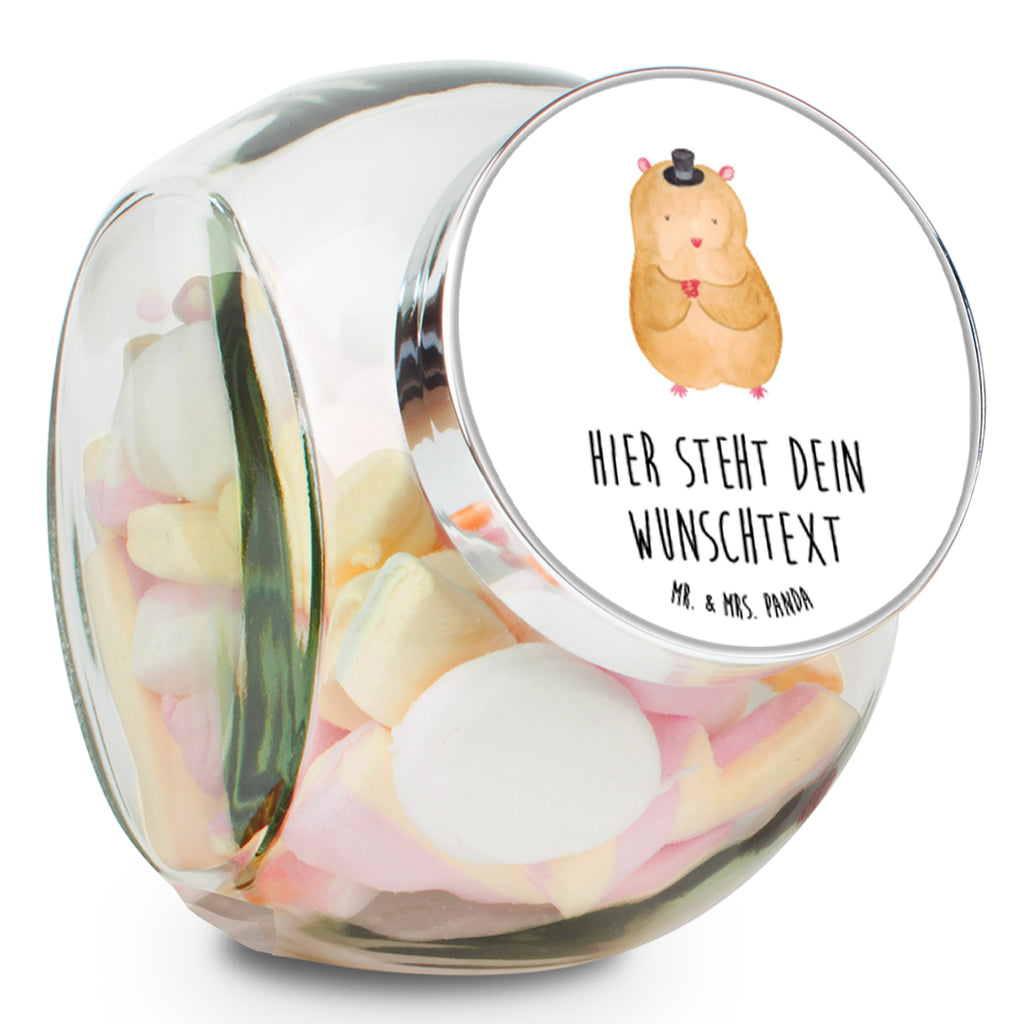 Personalisiertes Bonbonglas Hamster mit Hut Vorratsdose, Vorratsbehälter, Süßigkeitenglas, Süßigkeitendose, Kaffeedose, Müslidose, Teedose, Keksbehälter, Keksedose, Glasdose, Glasbälter, Vorratsglas, Küchenbehälter, Aufbewahrungsdose, Aufbewahungsglas, Gewürzdose, Küchenorganizer, Snackdose, Tiermotive, Gute Laune, lustige Sprüche, Tiere, Hamster, Hut, Magier, Zylinder, Zwerghamster, Zauberer