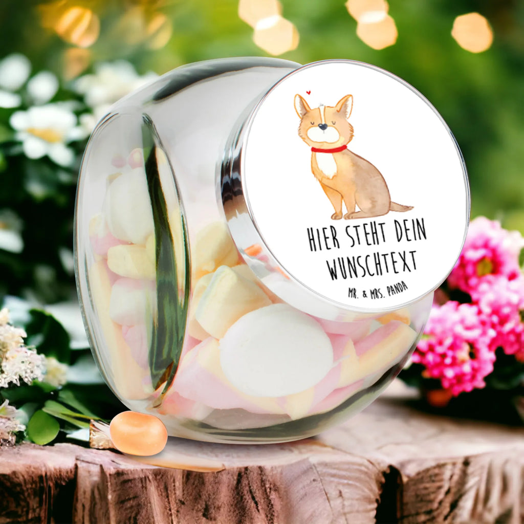 Personalisiertes Bonbonglas Hundeglück Vorratsdose, Vorratsbehälter, Süßigkeitenglas, Süßigkeitendose, Kaffeedose, Müslidose, Teedose, Keksbehälter, Keksedose, Glasdose, Glasbälter, Vorratsglas, Küchenbehälter, Aufbewahrungsdose, Aufbewahungsglas, Gewürzdose, Küchenorganizer, Snackdose, Hund, Hundemotiv, Haustier, Hunderasse, Tierliebhaber, Hundebesitzer, Sprüche, Corgie, Hundeliebe, Spruch, Hundemama, Liebe