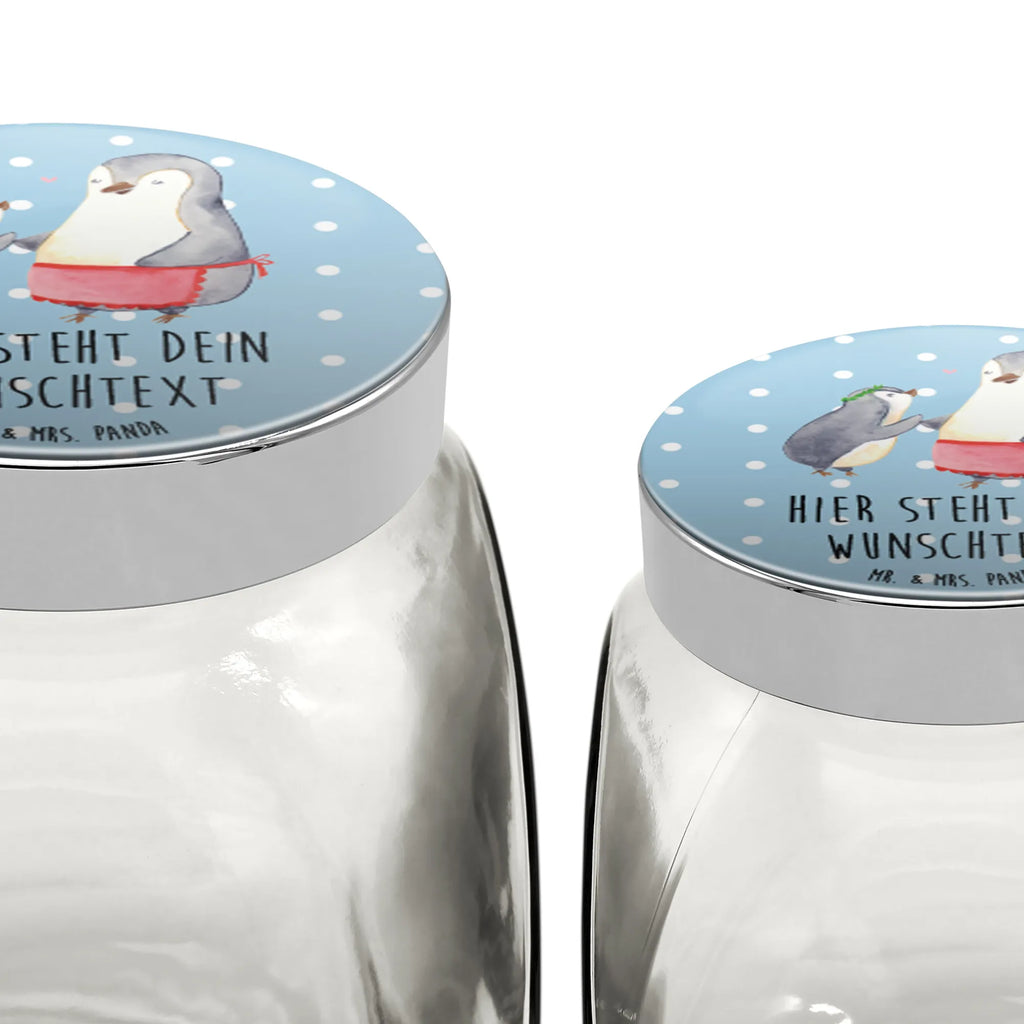 Personalisiertes Bonbonglas Pinguin mit Kind Vorratsdose, Vorratsbehälter, Süßigkeitenglas, Süßigkeitendose, Kaffeedose, Müslidose, Teedose, Keksbehälter, Keksedose, Glasdose, Glasbälter, Vorratsglas, Küchenbehälter, Aufbewahrungsdose, Aufbewahungsglas, Gewürzdose, Küchenorganizer, Snackdose, Familie, Vatertag, Muttertag, Bruder, Schwester, Mama, Papa, Oma, Opa, Geschenk, Mami, Mutti, Mutter, Geburststag