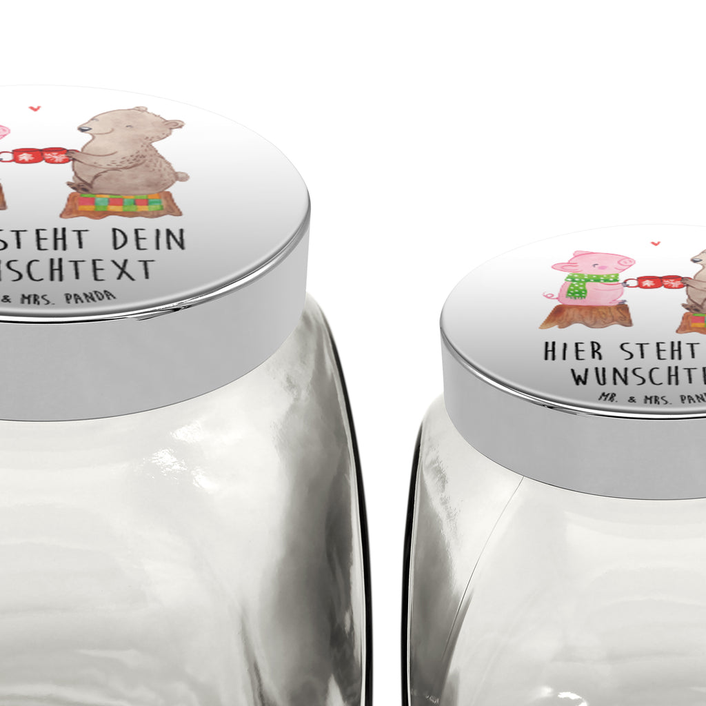 Personalisiertes Bonbonglas Glühschwein Sause Vorratsdose, Vorratsbehälter, Süßigkeitenglas, Süßigkeitendose, Kaffeedose, Müslidose, Teedose, Keksbehälter, Keksedose, Glasdose, Glasbälter, Vorratsglas, Küchenbehälter, Aufbewahrungsdose, Aufbewahungsglas, Gewürzdose, Küchenorganizer, Snackdose, Winter, Weihnachten, Weihnachtsdeko, Nikolaus, Advent, Heiligabend, Wintermotiv, Prost, Alles Gute, Weihnachtszeit, Schwein, Bär