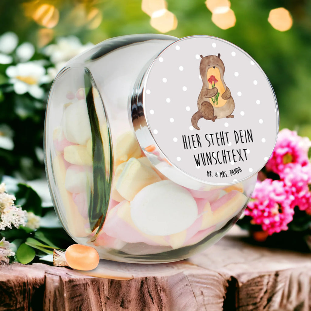 Personalisiertes Bonbonglas Otter Blumenstrauß Vorratsdose, Vorratsbehälter, Süßigkeitenglas, Süßigkeitendose, Kaffeedose, Müslidose, Teedose, Keksbehälter, Keksedose, Glasdose, Glasbälter, Vorratsglas, Küchenbehälter, Aufbewahrungsdose, Aufbewahungsglas, Gewürzdose, Küchenorganizer, Snackdose, Otter, Fischotter, Seeotter, Otter Seeotter See Otter