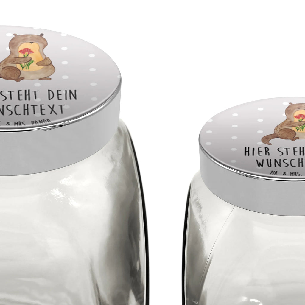 Personalisiertes Bonbonglas Otter Blumenstrauß Vorratsdose, Vorratsbehälter, Süßigkeitenglas, Süßigkeitendose, Kaffeedose, Müslidose, Teedose, Keksbehälter, Keksedose, Glasdose, Glasbälter, Vorratsglas, Küchenbehälter, Aufbewahrungsdose, Aufbewahungsglas, Gewürzdose, Küchenorganizer, Snackdose, Otter, Fischotter, Seeotter, Otter Seeotter See Otter