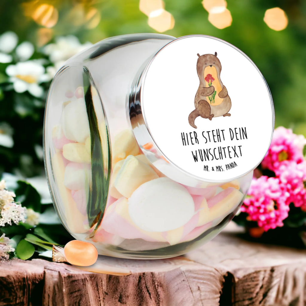 Personalisiertes Bonbonglas Otter Blumenstrauß Vorratsdose, Vorratsbehälter, Süßigkeitenglas, Süßigkeitendose, Kaffeedose, Müslidose, Teedose, Keksbehälter, Keksedose, Glasdose, Glasbälter, Vorratsglas, Küchenbehälter, Aufbewahrungsdose, Aufbewahungsglas, Gewürzdose, Küchenorganizer, Snackdose, Otter, Fischotter, Seeotter, Otter Seeotter See Otter