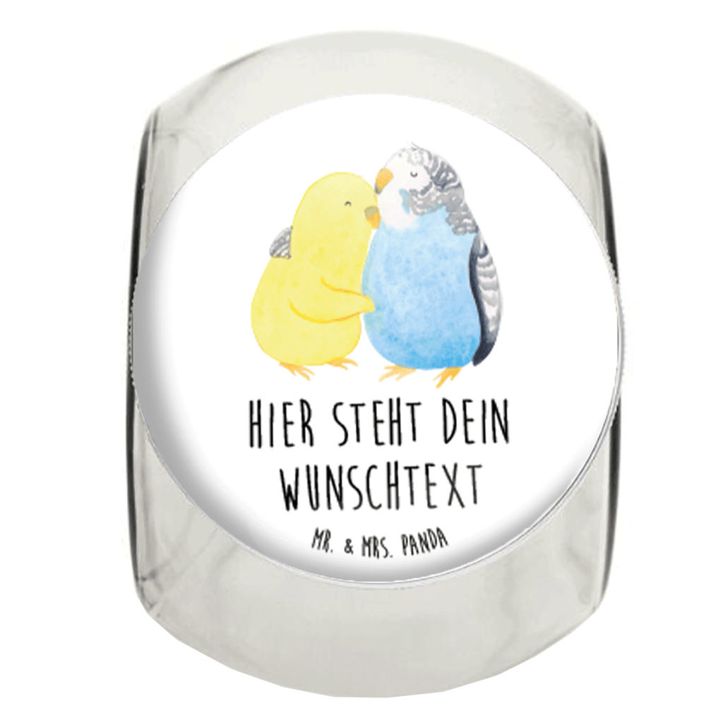 Personalisiertes Bonbonglas Wellensittich Liebe Vorratsdose, Vorratsbehälter, Süßigkeitenglas, Süßigkeitendose, Kaffeedose, Müslidose, Teedose, Keksbehälter, Keksedose, Glasdose, Glasbälter, Vorratsglas, Küchenbehälter, Aufbewahrungsdose, Aufbewahungsglas, Gewürzdose, Küchenorganizer, Snackdose, Liebe, Partner, Freund, Freundin, Ehemann, Ehefrau, Heiraten, Verlobung, Heiratsantrag, Liebesgeschenk, Jahrestag, Hocheitstag, Vögel, Wellensittich, Nähe, Kuscheln, Vertrauen