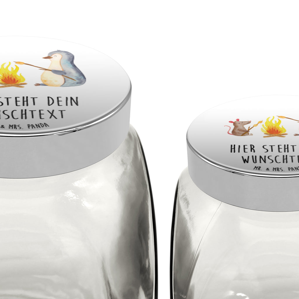 Personalisiertes Bonbonglas Pinguin Lagerfeuer Vorratsdose, Vorratsbehälter, Süßigkeitenglas, Süßigkeitendose, Kaffeedose, Müslidose, Teedose, Keksbehälter, Keksedose, Glasdose, Glasbälter, Vorratsglas, Küchenbehälter, Aufbewahrungsdose, Aufbewahungsglas, Gewürzdose, Küchenorganizer, Snackdose, Pinguin, Maus, Pinguine, Lagerfeuer, Leben, Arbeit, Job, Motivation, Büro, Büroalltag, Lebensspruch, Lebensmotivation, Neustart, Liebe, grillen, Feuer, Marshmallows