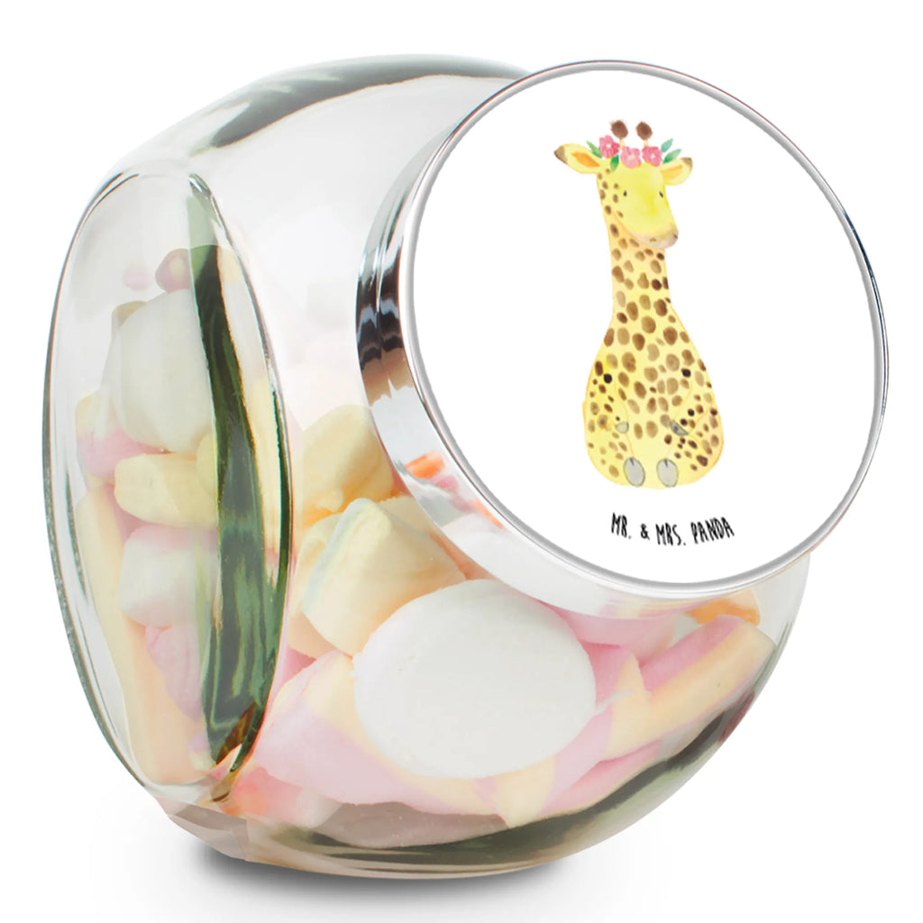 Bonbonglas Giraffe Blumenkranz Vorratsdose, Vorratsbehälter, Süßigkeitenglas, Süßigkeitendose, Kaffeedose, Müslidose, Teedose, Keksbehälter, Keksedose, Glasdose, Glasbälter, Vorratsglas, Küchenbehälter, Aufbewahrungsdose, Aufbewahungsglas, Gewürzdose, Küchenorganizer, Snackdose, Afrika, Wildtiere, Giraffe, Blumenkranz, Abenteurer, Selbstliebe, Freundin