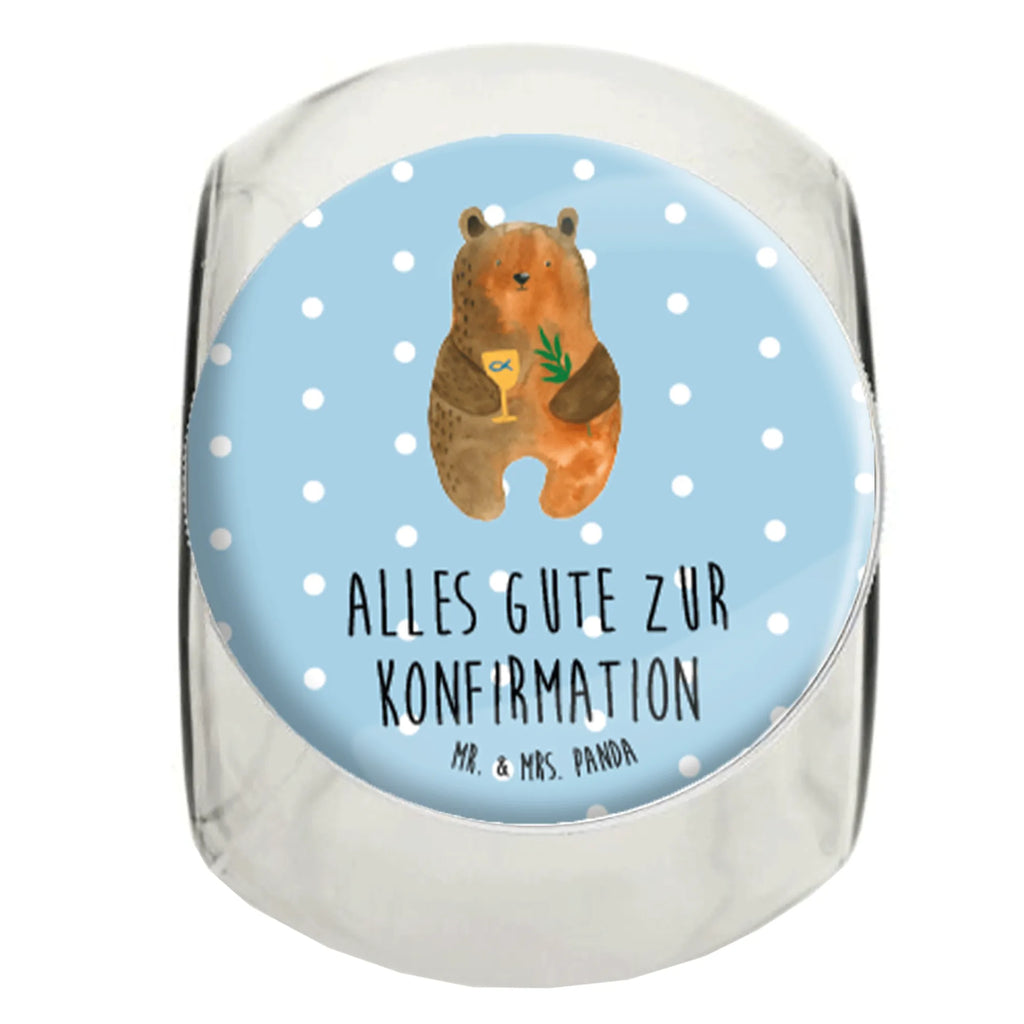 Bonbonglas Konfirmation-Bär Vorratsdose, Vorratsbehälter, Süßigkeitenglas, Süßigkeitendose, Kaffeedose, Müslidose, Teedose, Keksbehälter, Keksedose, Glasdose, Glasbälter, Vorratsglas, Küchenbehälter, Aufbewahrungsdose, Aufbewahungsglas, Gewürzdose, Küchenorganizer, Snackdose, Bär, Teddy, Teddybär, Konfirmation, Kirche, evangelisch, Gottesdienst