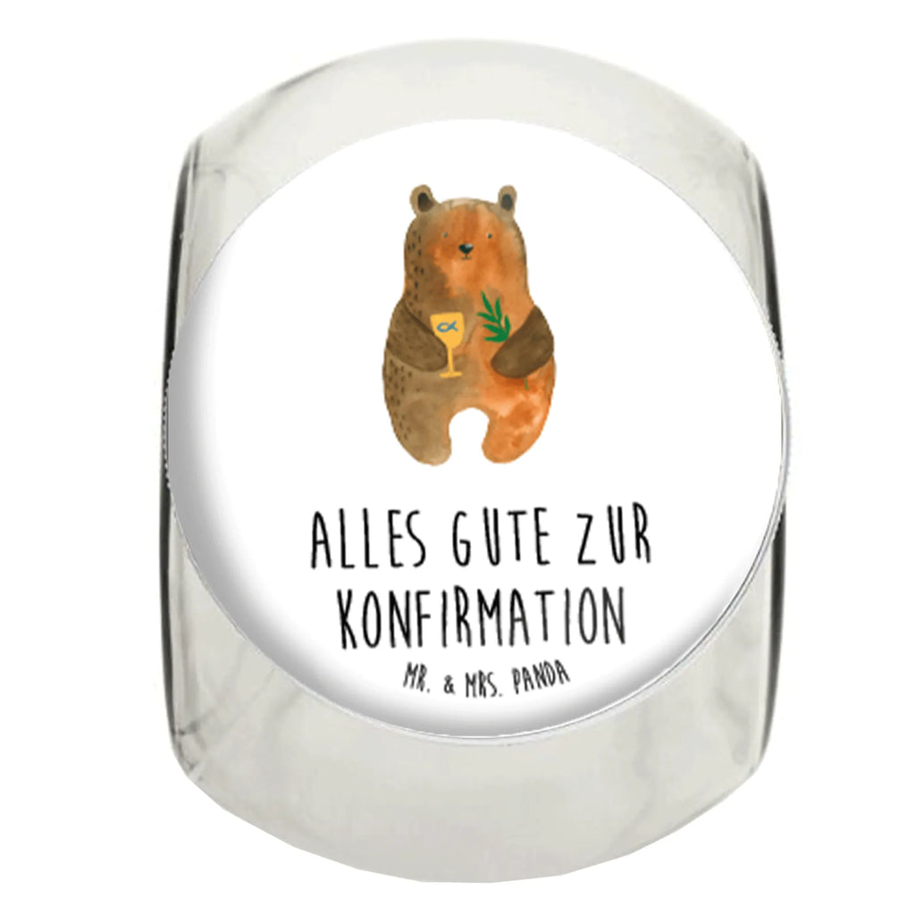 Bonbonglas Konfirmation-Bär Vorratsdose, Vorratsbehälter, Süßigkeitenglas, Süßigkeitendose, Kaffeedose, Müslidose, Teedose, Keksbehälter, Keksedose, Glasdose, Glasbälter, Vorratsglas, Küchenbehälter, Aufbewahrungsdose, Aufbewahungsglas, Gewürzdose, Küchenorganizer, Snackdose, Bär, Teddy, Teddybär, Konfirmation, Kirche, evangelisch, Gottesdienst