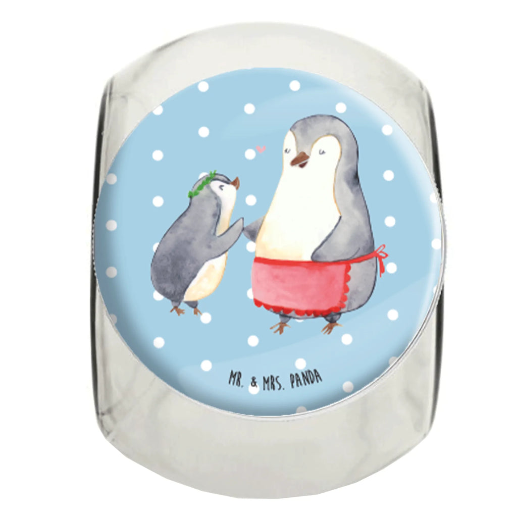 Bonbonglas Pinguin mit Kind Vorratsdose, Vorratsbehälter, Süßigkeitenglas, Süßigkeitendose, Kaffeedose, Müslidose, Teedose, Keksbehälter, Keksedose, Glasdose, Glasbälter, Vorratsglas, Küchenbehälter, Aufbewahrungsdose, Aufbewahungsglas, Gewürzdose, Küchenorganizer, Snackdose, Familie, Vatertag, Muttertag, Bruder, Schwester, Mama, Papa, Oma, Opa, Geschenk, Mami, Mutti, Mutter, Geburststag