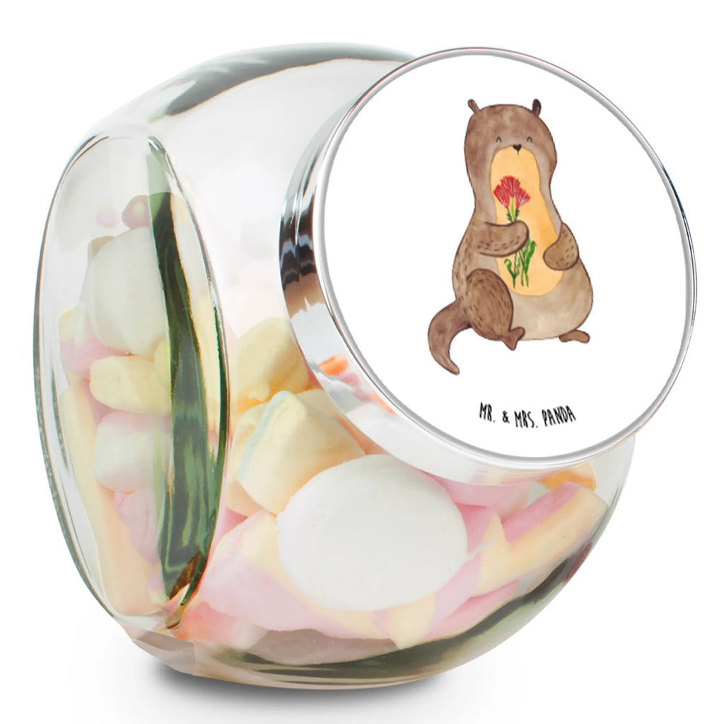 Bonbonglas Otter Blumenstrauß Vorratsdose, Vorratsbehälter, Süßigkeitenglas, Süßigkeitendose, Kaffeedose, Müslidose, Teedose, Keksbehälter, Keksedose, Glasdose, Glasbälter, Vorratsglas, Küchenbehälter, Aufbewahrungsdose, Aufbewahungsglas, Gewürzdose, Küchenorganizer, Snackdose, Otter, Fischotter, Seeotter, Otter Seeotter See Otter