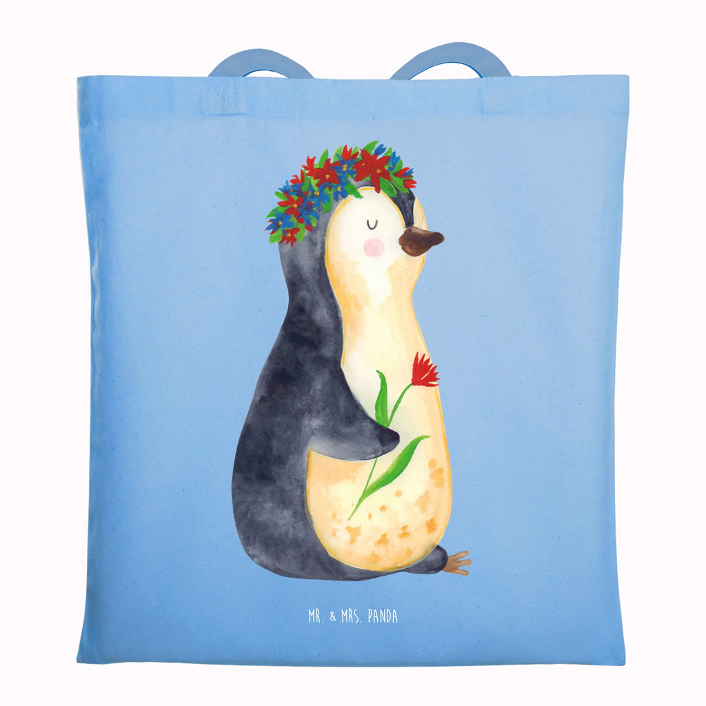 Tragetasche Pinguin Blumen Beuteltasche, Beutel, Einkaufstasche, Jutebeutel, Stoffbeutel, Tasche, Shopper, Umhängetasche, Strandtasche, Schultertasche, Stofftasche, Tragetasche, Badetasche, Jutetasche, Einkaufstüte, Laptoptasche, Pinguin, Pinguine, Blumenkranz, Universum, Leben, Wünsche, Ziele, Lebensziele, Motivation, Lebenslust, Liebeskummer, Geschenkidee