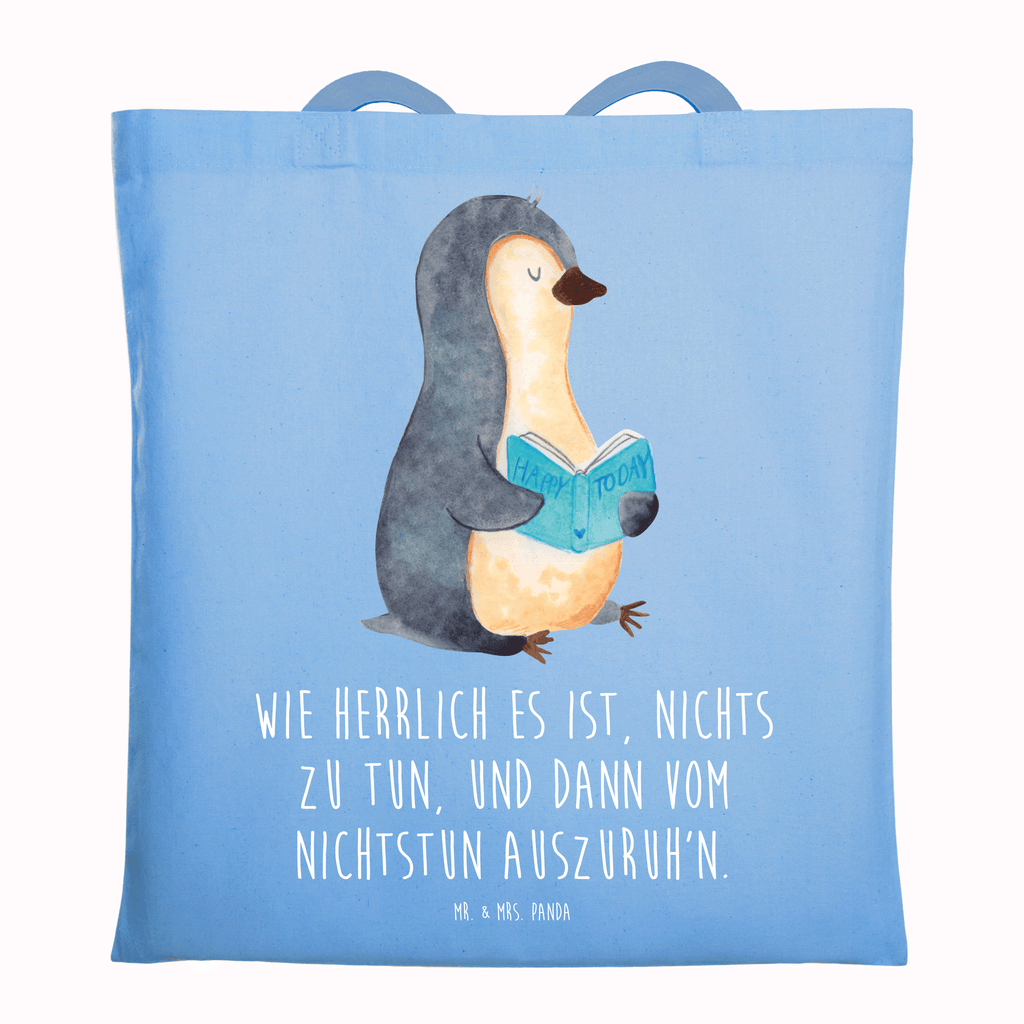 Tragetasche Pinguin Buch Beuteltasche, Beutel, Einkaufstasche, Jutebeutel, Stoffbeutel, Tasche, Shopper, Umhängetasche, Strandtasche, Schultertasche, Stofftasche, Tragetasche, Badetasche, Jutetasche, Einkaufstüte, Laptoptasche, Pinguin, Pinguine, Buch, Lesen, Bücherwurm, Nichtstun, Faulenzen, Ferien, Urlaub, Freizeit