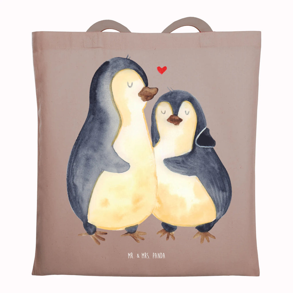 Tragetasche Pinguin umarmend Beuteltasche, Beutel, Einkaufstasche, Jutebeutel, Stoffbeutel, Tasche, Shopper, Umhängetasche, Strandtasche, Schultertasche, Stofftasche, Tragetasche, Badetasche, Jutetasche, Einkaufstüte, Laptoptasche, Pinguin, Liebe, Liebespaar, Liebesbeweis, Liebesgeschenk, Verlobung, Jahrestag, Hochzeitstag, Hochzeit, Hochzeitsgeschenk