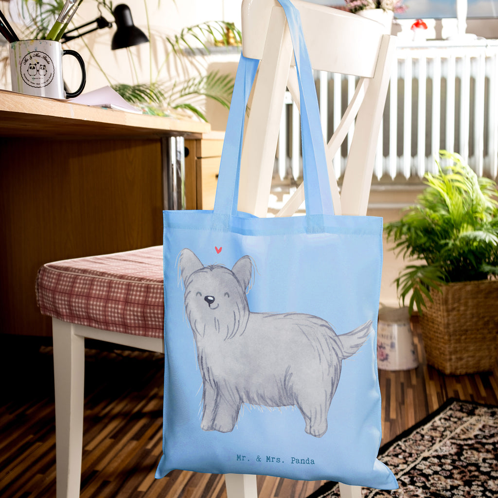 Tragetasche Skye Terrier Moment Beuteltasche, Beutel, Einkaufstasche, Jutebeutel, Stoffbeutel, Tasche, Shopper, Umhängetasche, Strandtasche, Schultertasche, Stofftasche, Tragetasche, Badetasche, Jutetasche, Einkaufstüte, Laptoptasche, Hund, Hunderasse, Rassehund, Hundebesitzer, Geschenk, Tierfreund, Schenken, Welpe, Skye Terrier, Terrier