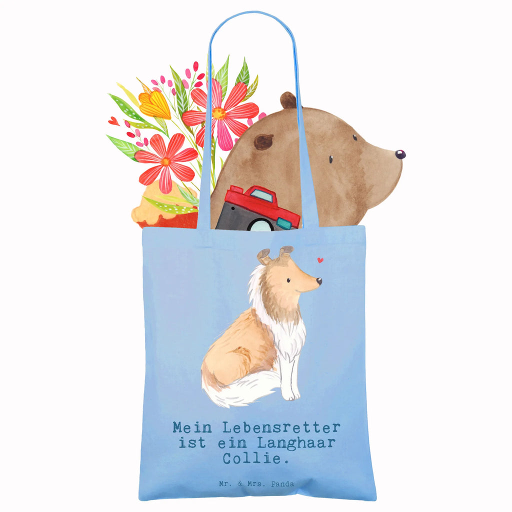 Tragetasche Langhaar Collie Lebensretter Beuteltasche, Beutel, Einkaufstasche, Jutebeutel, Stoffbeutel, Tasche, Shopper, Umhängetasche, Strandtasche, Schultertasche, Stofftasche, Tragetasche, Badetasche, Jutetasche, Einkaufstüte, Laptoptasche, Hund, Hunderasse, Rassehund, Hundebesitzer, Geschenk, Tierfreund, Schenken, Welpe, Langhaar Collie, britischer Hütehund